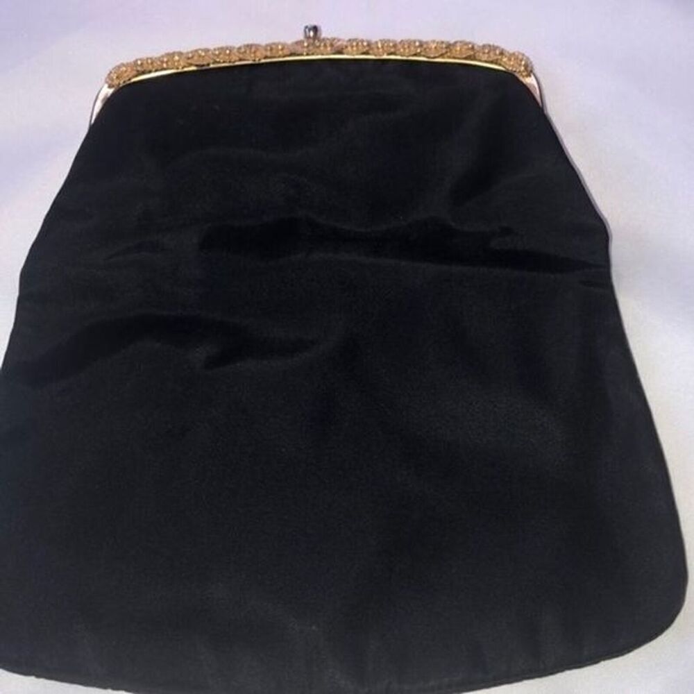 HL Vintage clutch black diamond gold tone hand purse